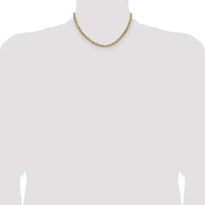 14K 16 inch 4.9mm Semi Solid Diamond-cut Rope with Lobster Clasp Chain