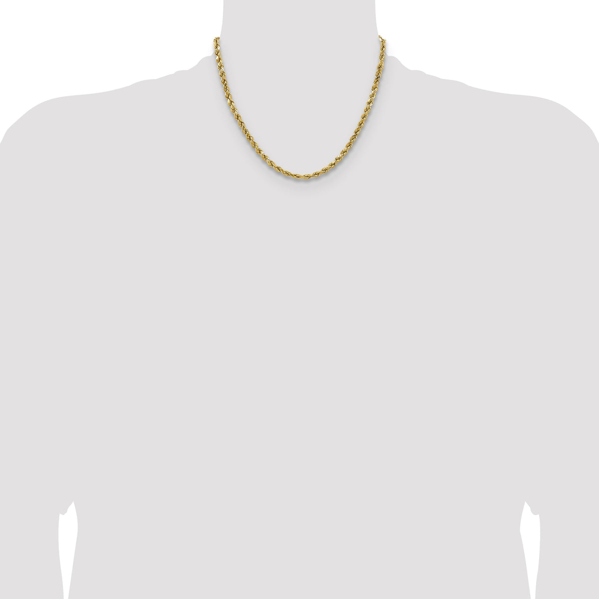 14K 18 inch 4.9mm Semi Solid Diamond-cut Rope with Lobster Clasp Chain