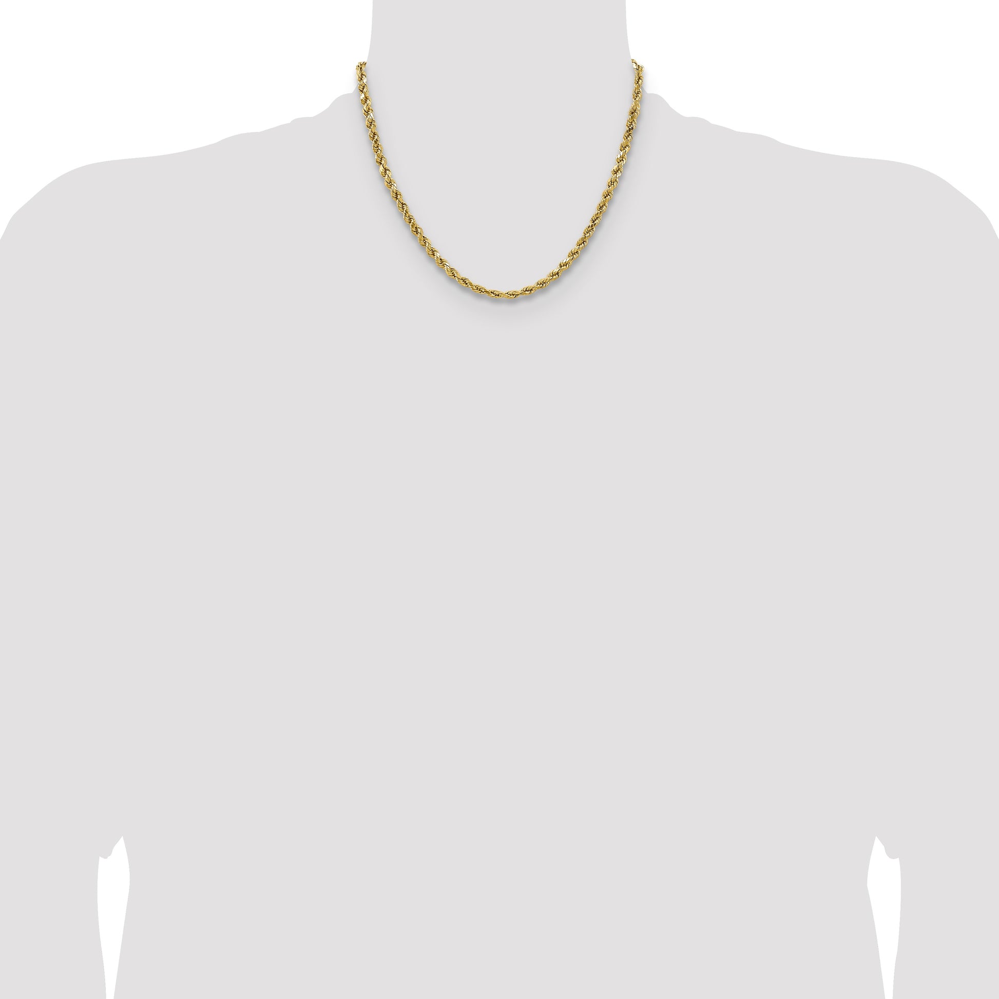 14K 18 inch 4.9mm Semi Solid Diamond-cut Rope with Lobster Clasp Chain