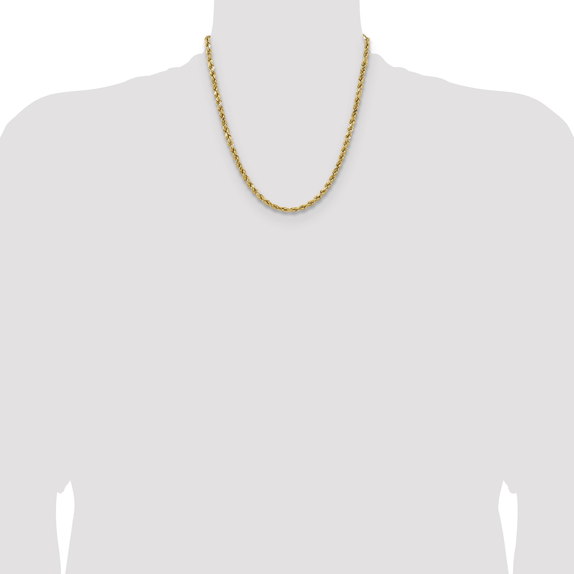 14K 20 inch 4.9mm Semi Solid Diamond-cut Rope with Lobster Clasp Chain