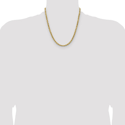 14K 20 inch 4.9mm Semi Solid Diamond-cut Rope with Lobster Clasp Chain