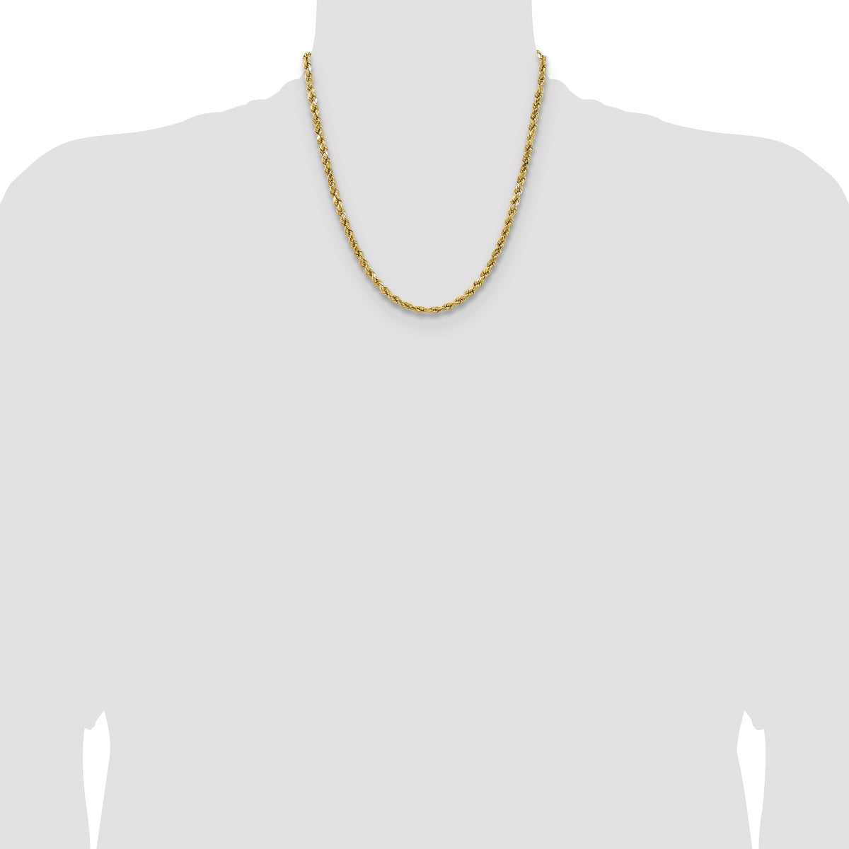14K 20 inch 4.9mm Semi Solid Diamond-cut Rope with Lobster Clasp Chain