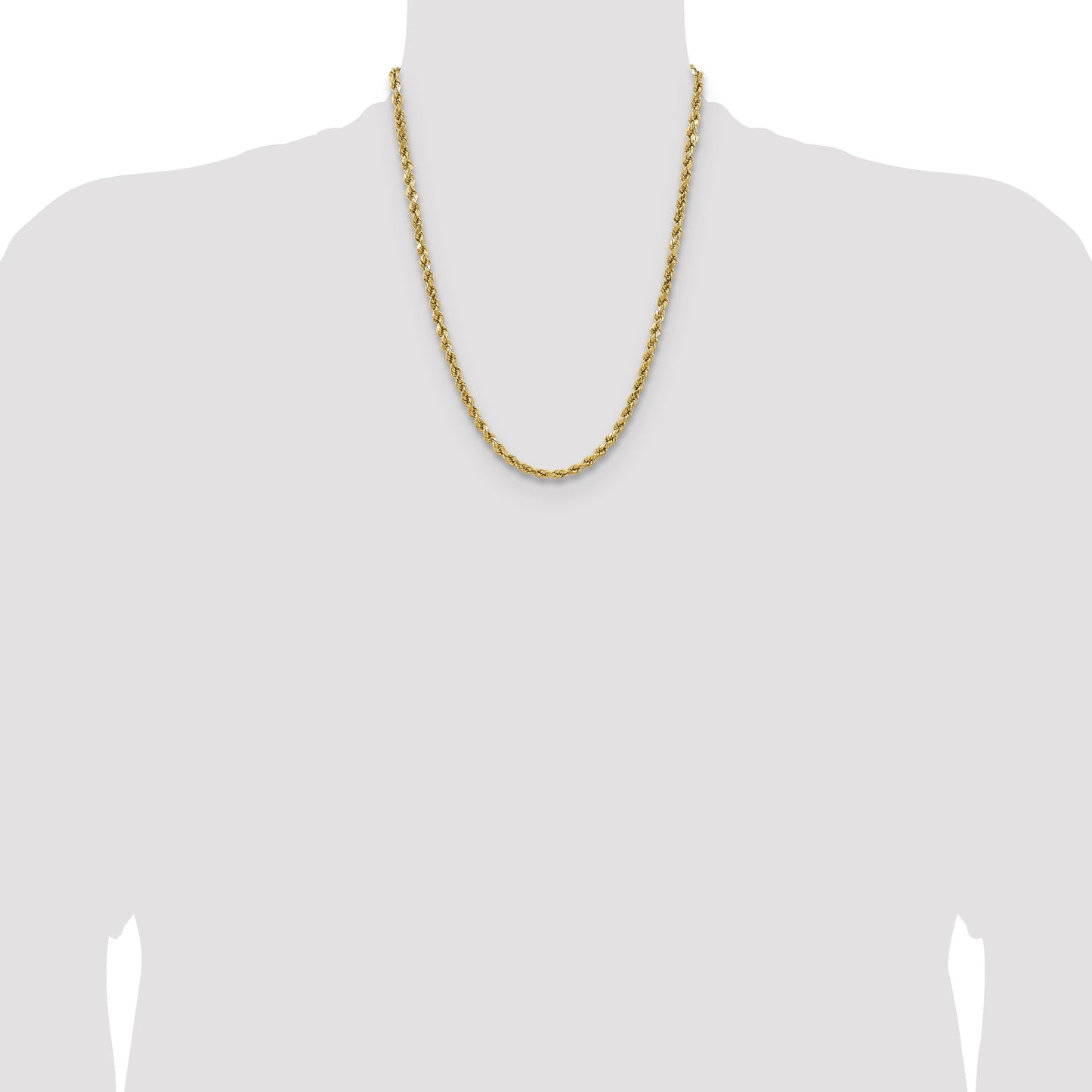 14K 22 inch 4.9mm Semi Solid Diamond-cut Rope with Lobster Clasp Chain
