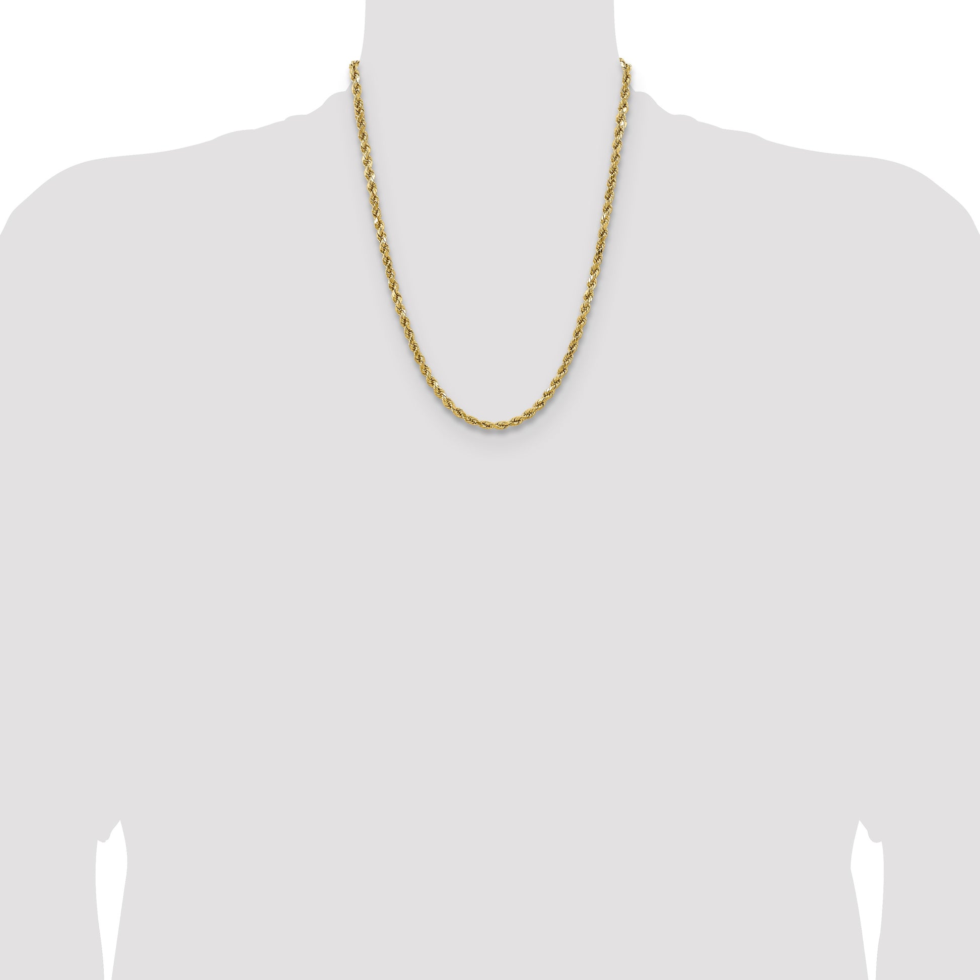 14K 22 inch 4.9mm Semi Solid Diamond-cut Rope with Lobster Clasp Chain