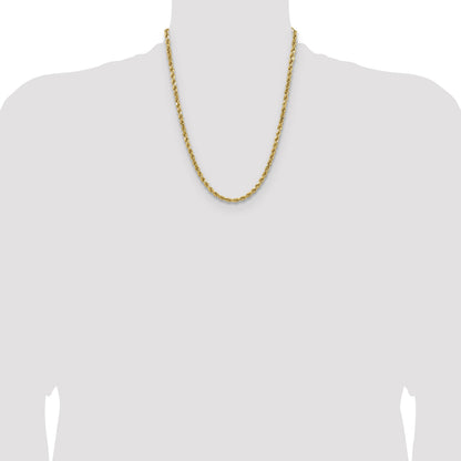 14K 22 inch 4.9mm Semi Solid Diamond-cut Rope with Lobster Clasp Chain