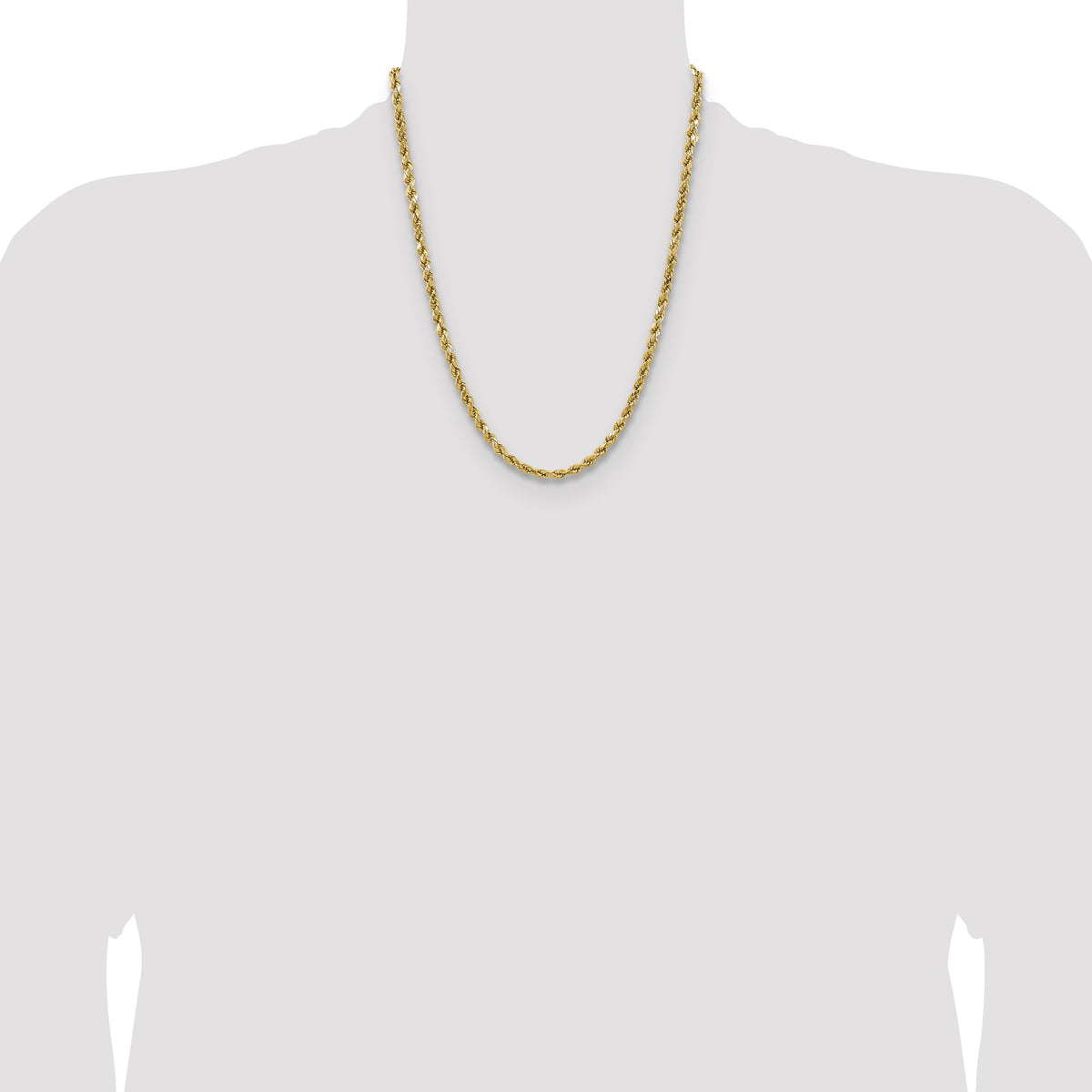 14K 22 inch 4.9mm Semi Solid Diamond-cut Rope with Lobster Clasp Chain