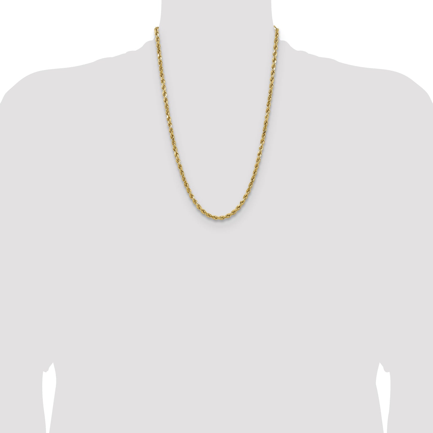 14K 24 inch 4.9mm Semi Solid Diamond-cut Rope with Lobster Clasp Chain