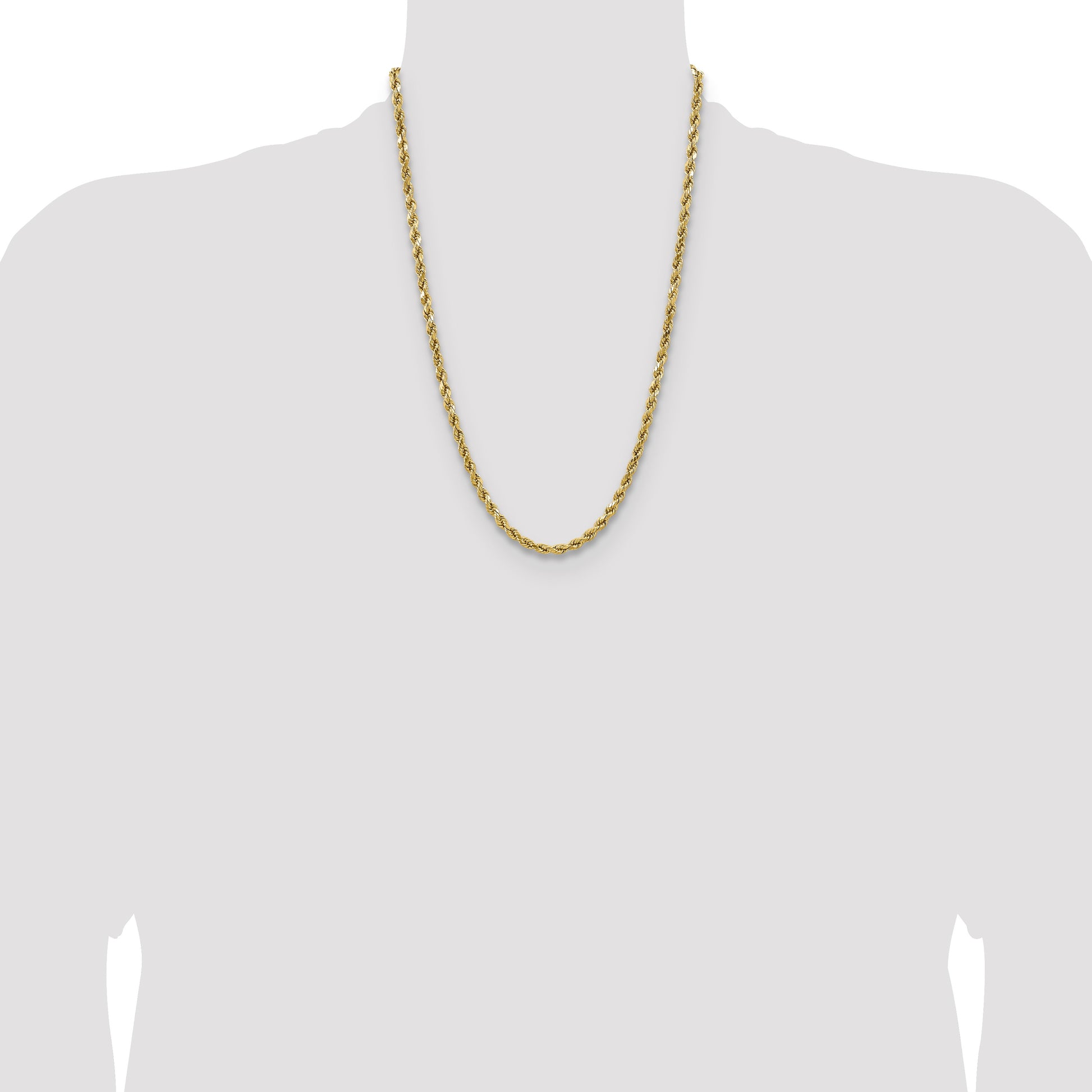 14K 24 inch 4.9mm Semi Solid Diamond-cut Rope with Lobster Clasp Chain