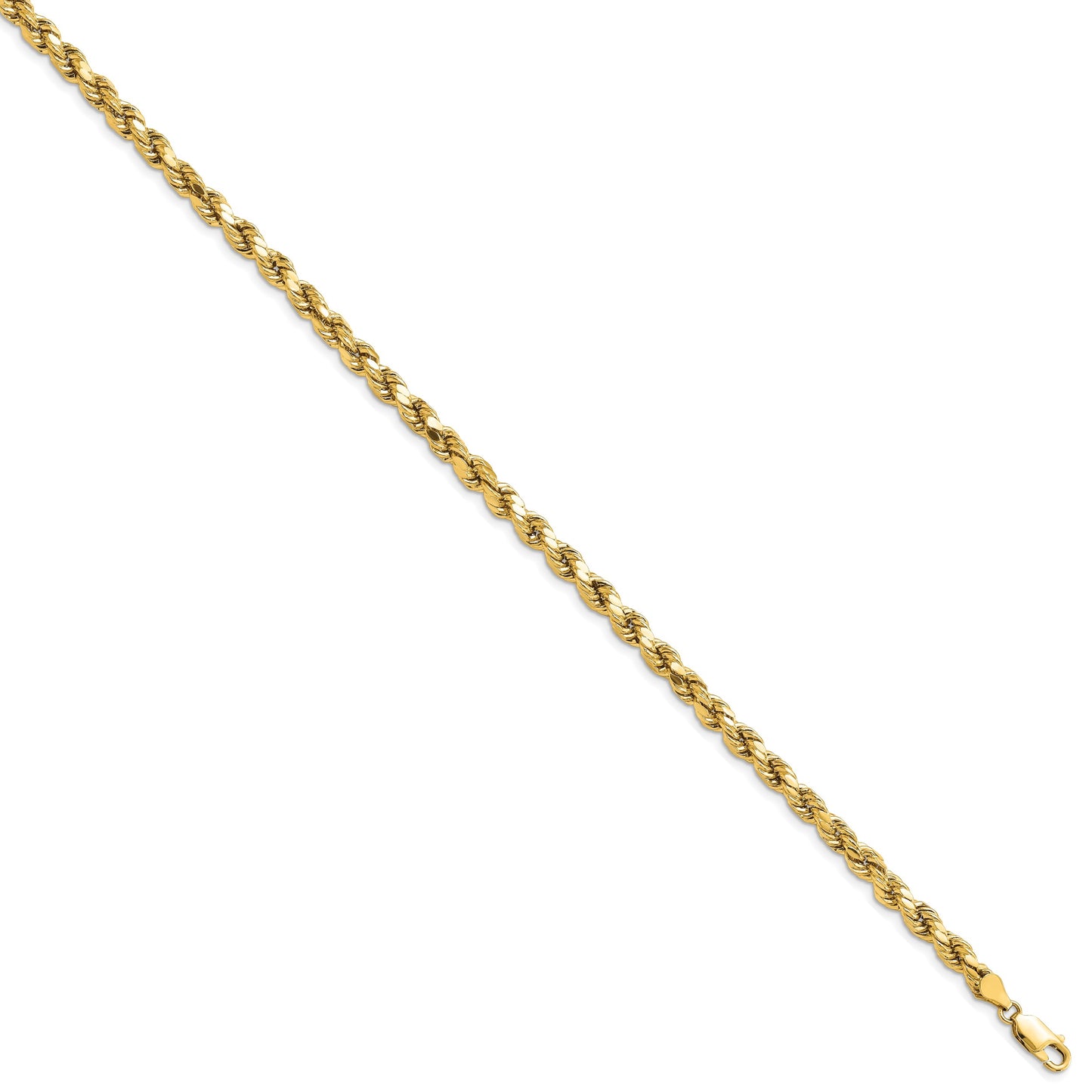 14K 7 inch 4.9mm Semi Solid Diamond-cut Rope with Lobster Clasp Chain