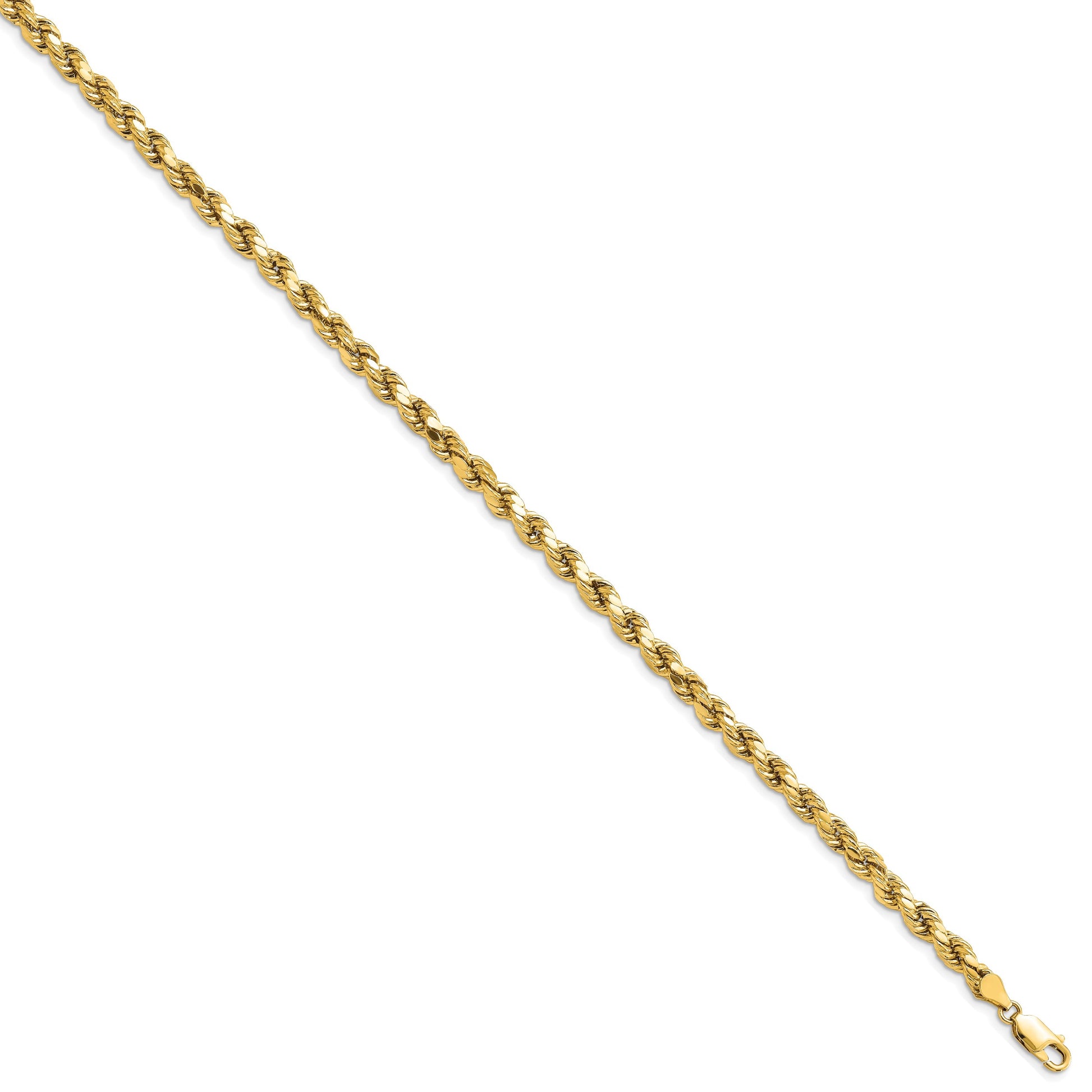 14K 7 inch 4.9mm Semi Solid Diamond-cut Rope with Lobster Clasp Chain