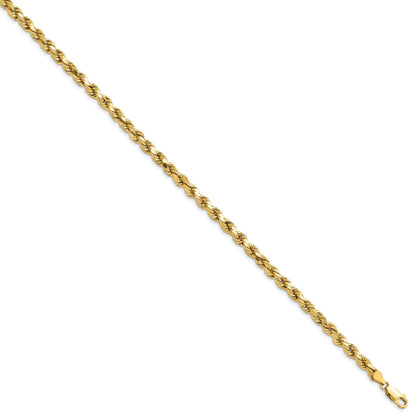 14K 7 inch 4.9mm Semi Solid Diamond-cut Rope with Lobster Clasp Chain