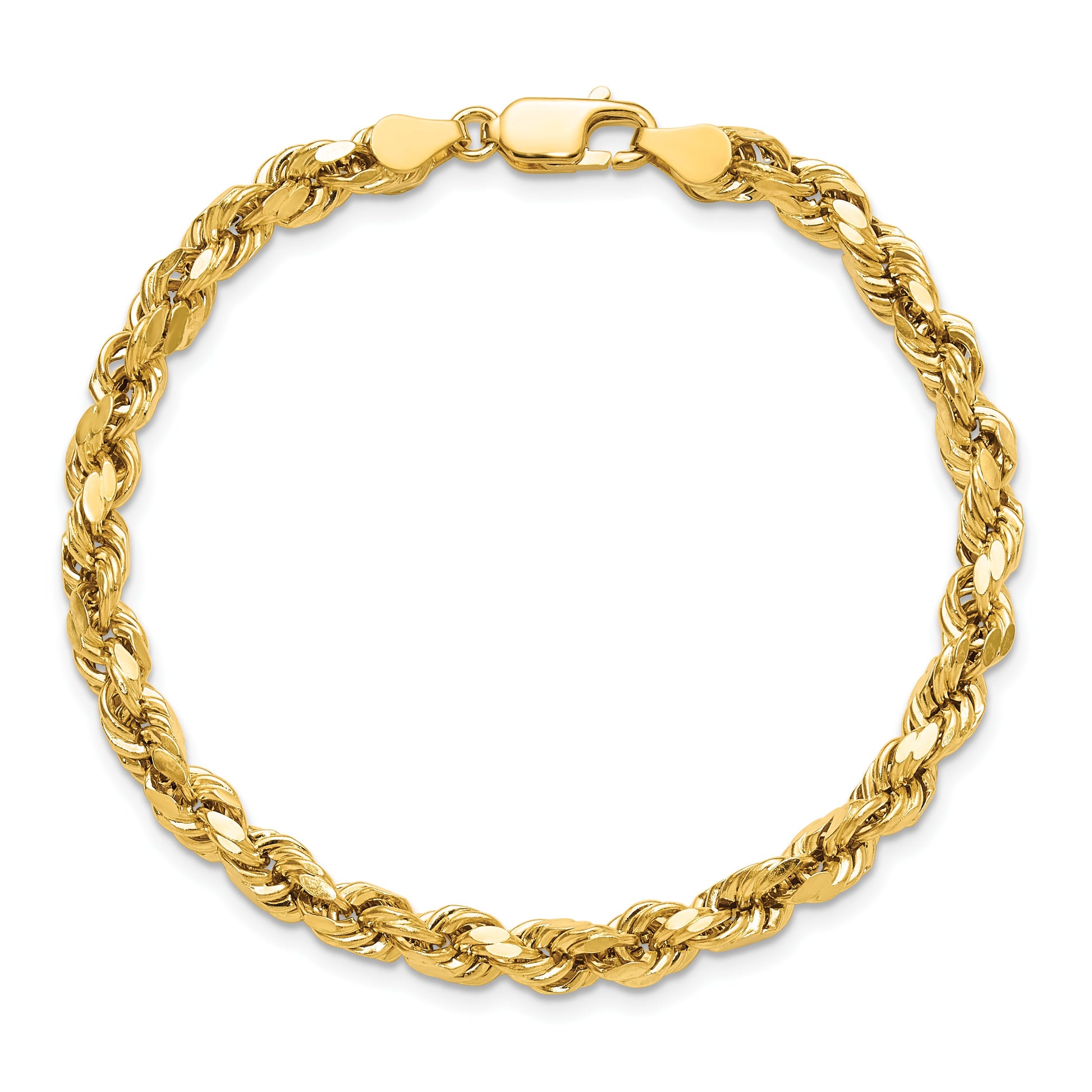 14K 7 inch 4.9mm Semi Solid Diamond-cut Rope with Lobster Clasp Chain