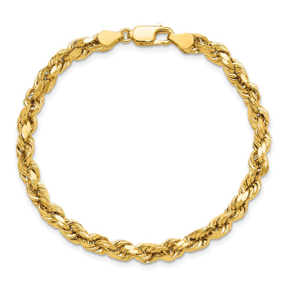 14K 7 inch 4.9mm Semi Solid Diamond-cut Rope with Lobster Clasp Chain