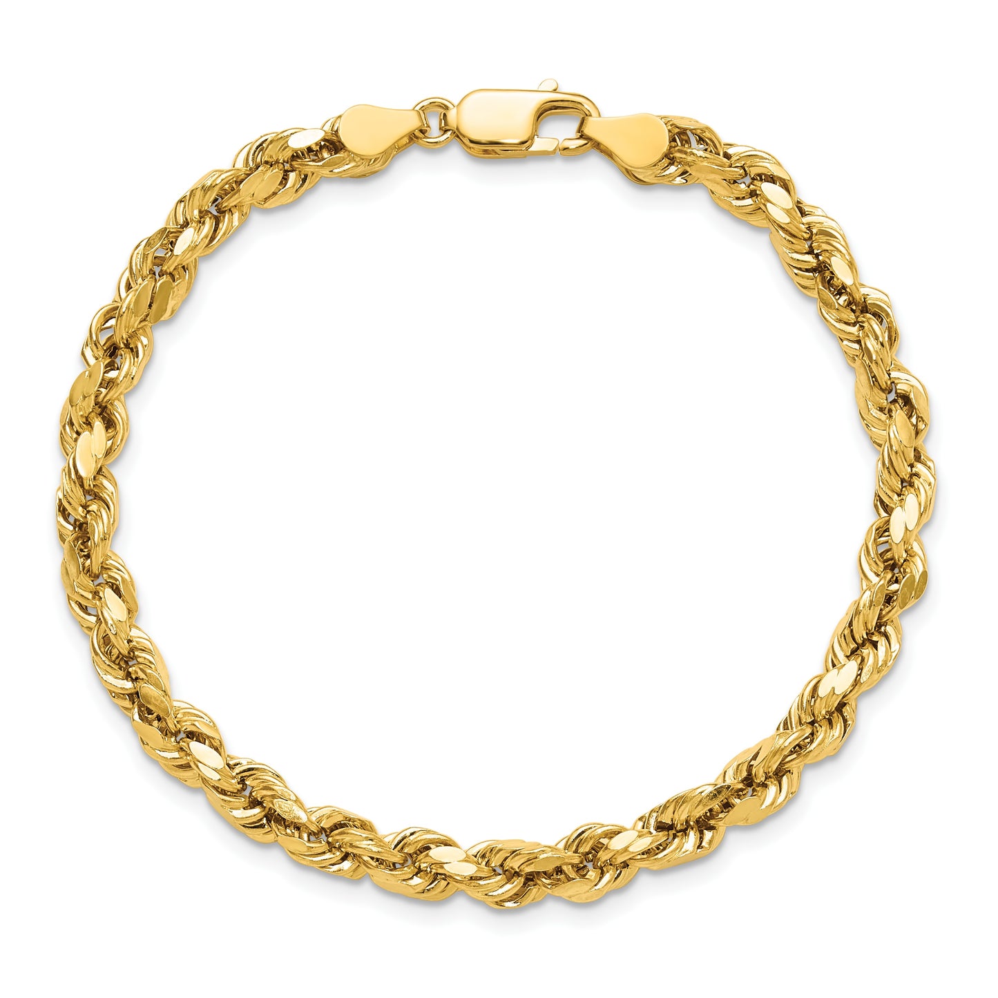 14K 8 inch 4.9mm Semi Solid Diamond-cut Rope with Lobster Clasp Chain