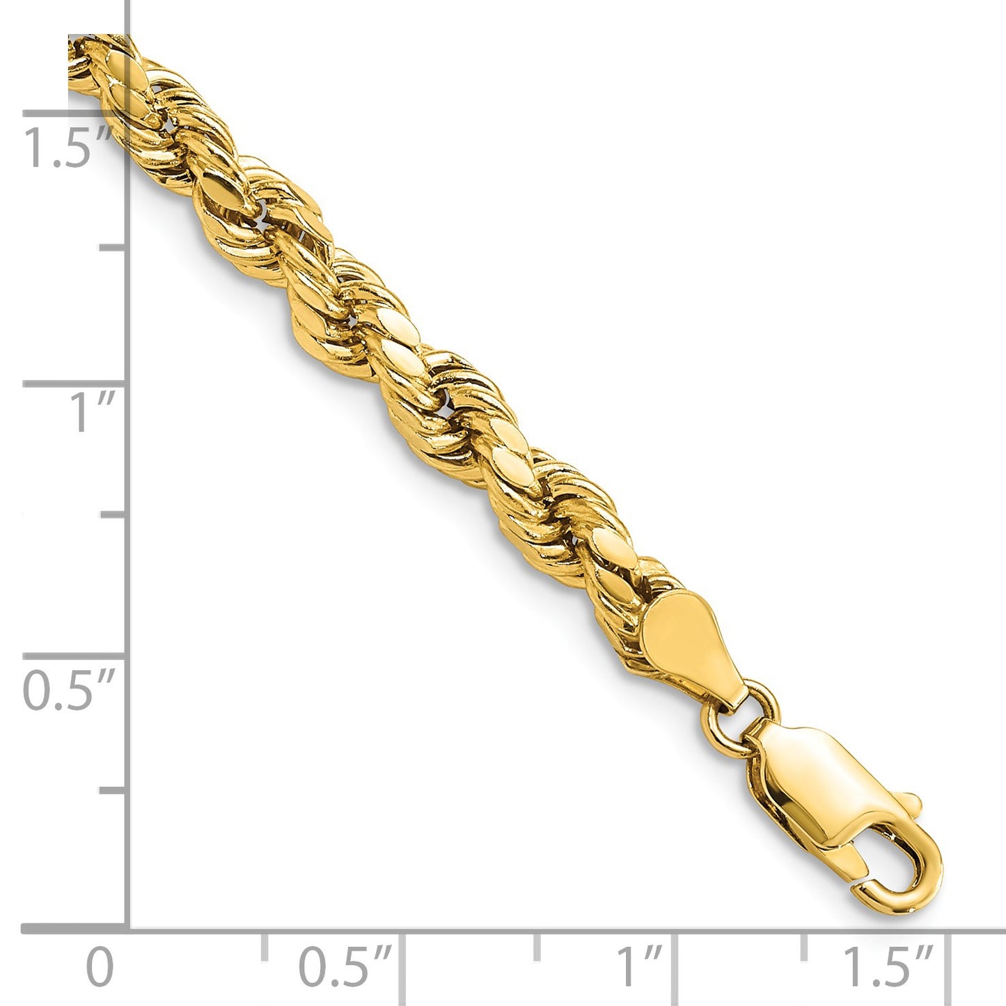 14K 7 inch 4.9mm Semi Solid Diamond-cut Rope with Lobster Clasp Chain