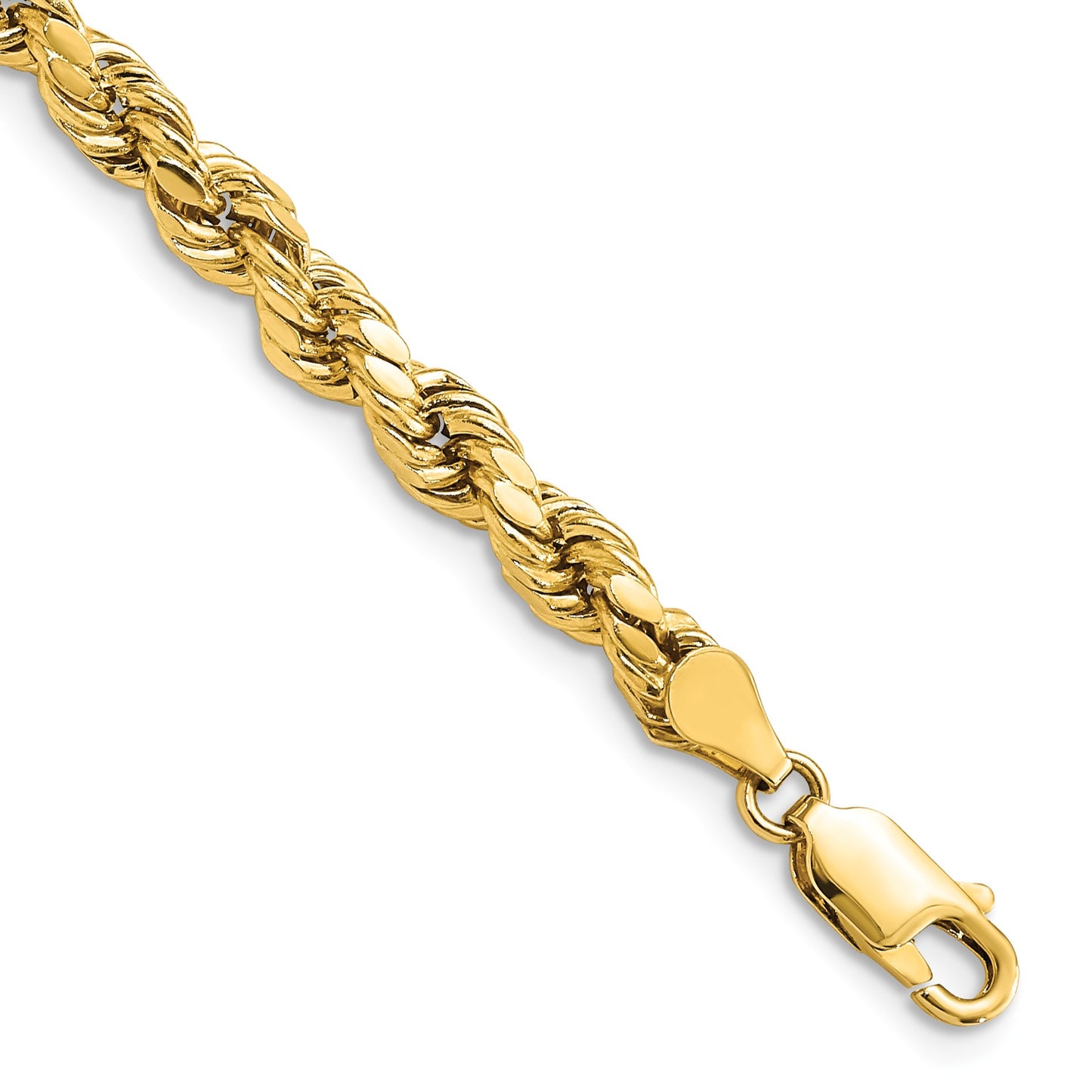 14K 7 inch 4.9mm Semi Solid Diamond-cut Rope with Lobster Clasp Chain