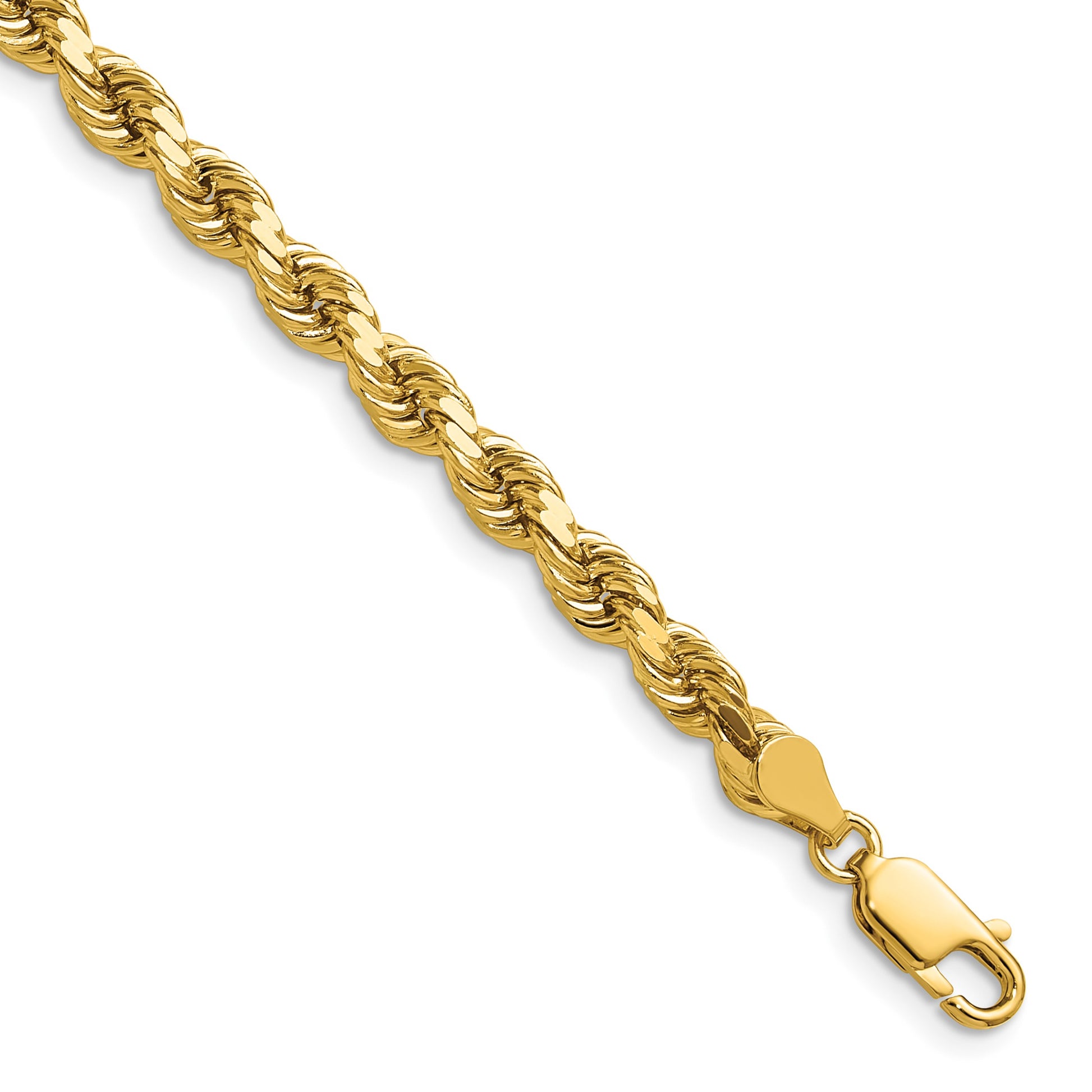 14K 16 inch 4.9mm Semi Solid Diamond-cut Rope with Lobster Clasp Chain