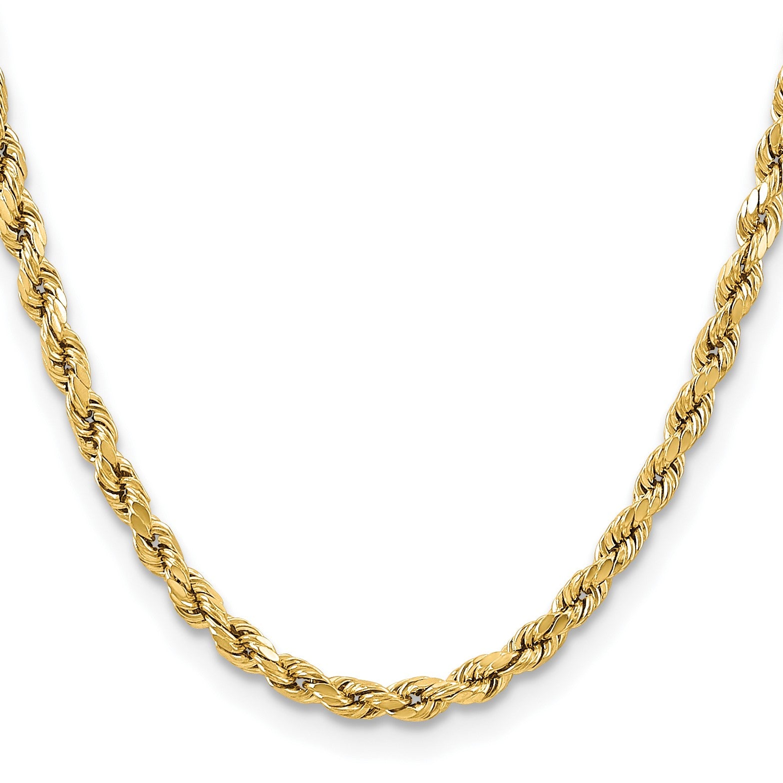 14K 20 inch 5.5mm Semi Solid Diamond-cut Rope with Lobster Clasp Chain