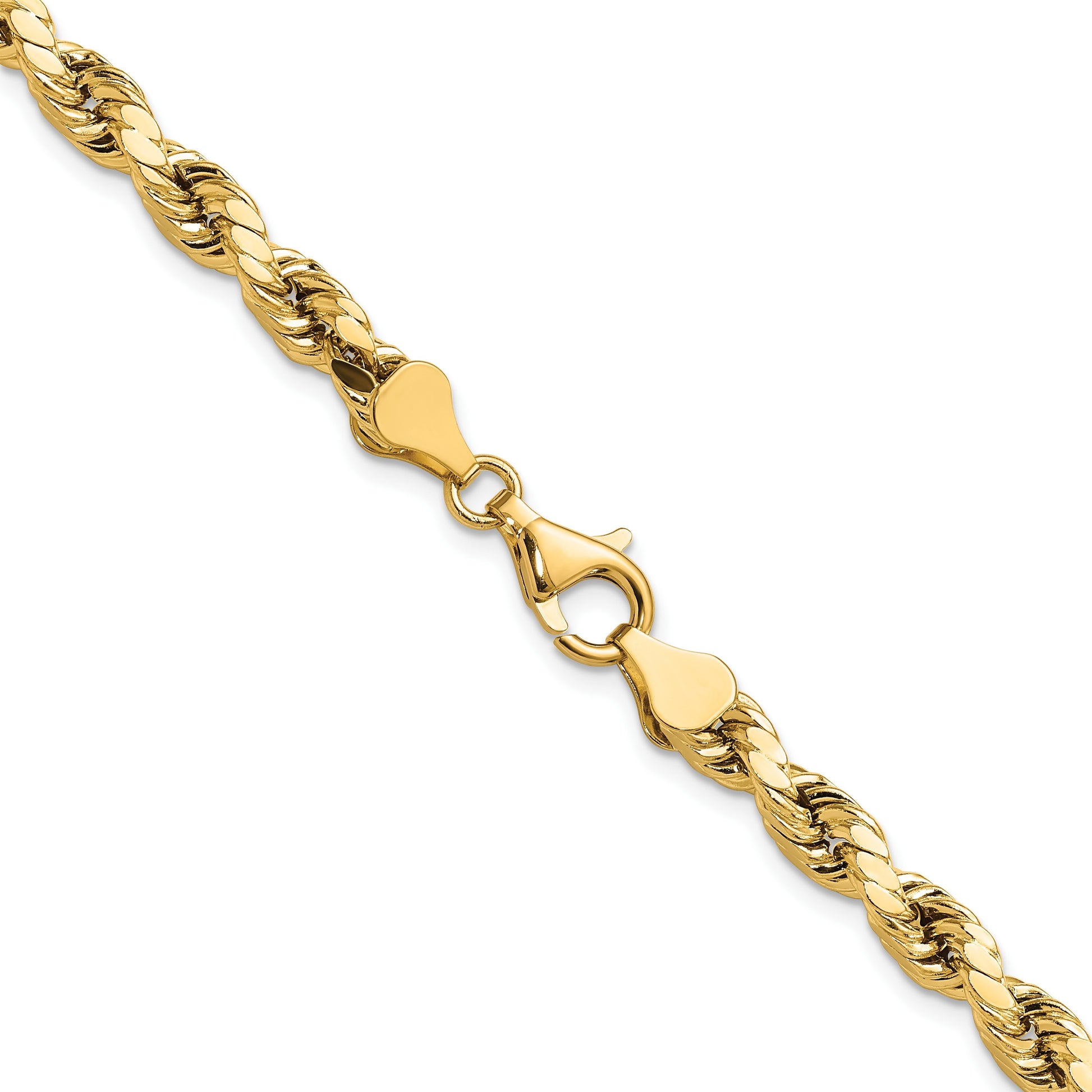 14K 20 inch 5.5mm Semi Solid Diamond-cut Rope with Lobster Clasp Chain