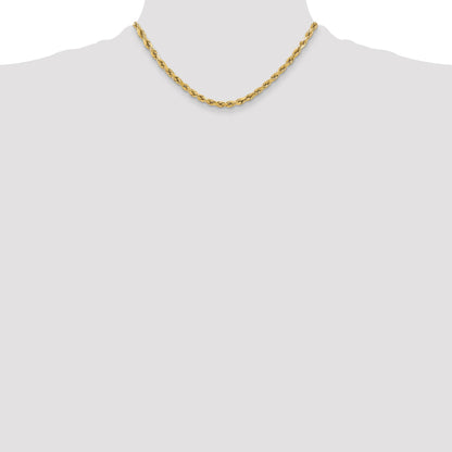 14K 16 inch 5.5mm Semi Solid Diamond-cut Rope with Lobster Clasp Chain