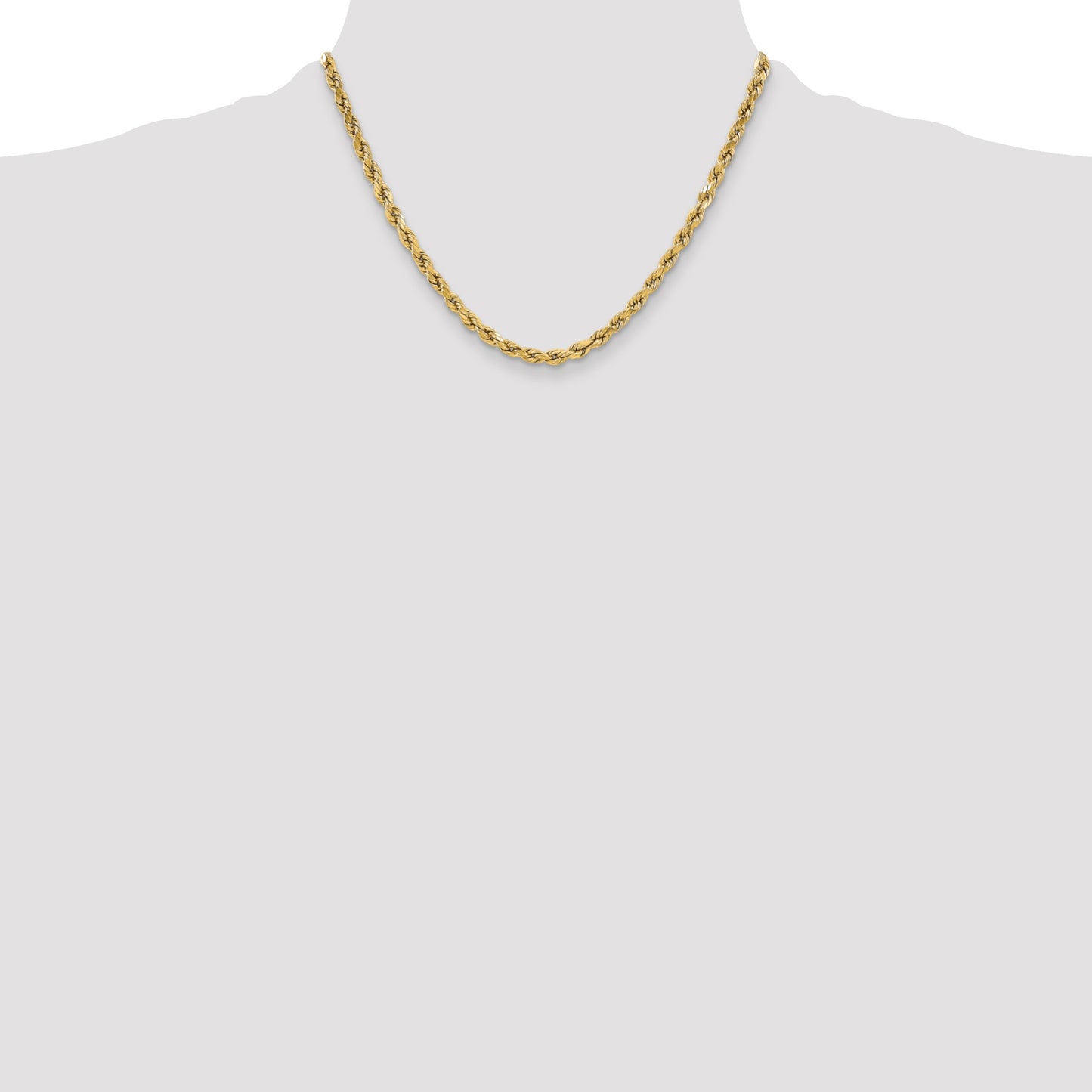 14K 18 inch 5.5mm Semi Solid Diamond-cut Rope with Lobster Clasp Chain