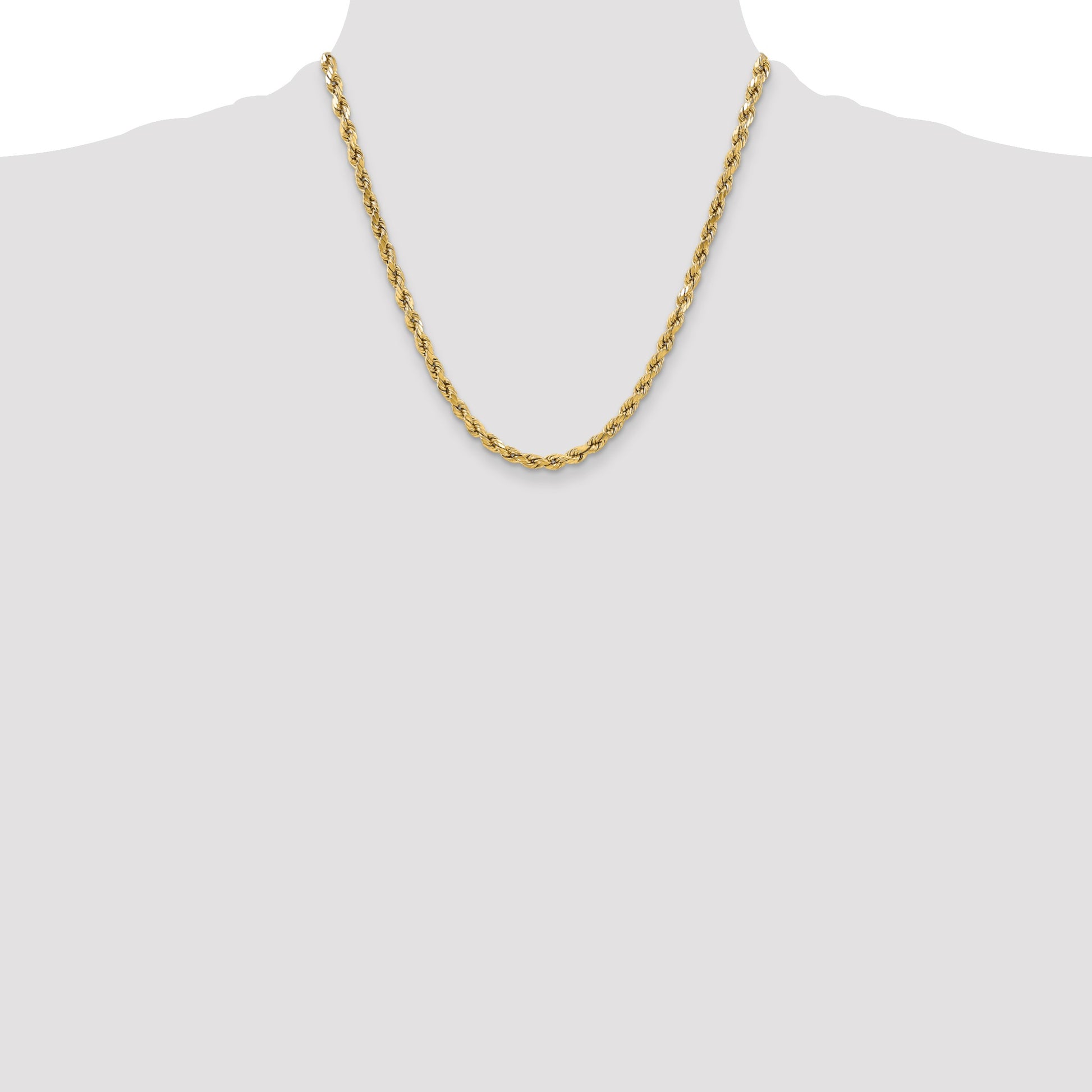 14K 20 inch 5.5mm Semi Solid Diamond-cut Rope with Lobster Clasp Chain