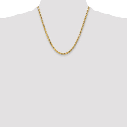 14K 20 inch 5.5mm Semi Solid Diamond-cut Rope with Lobster Clasp Chain