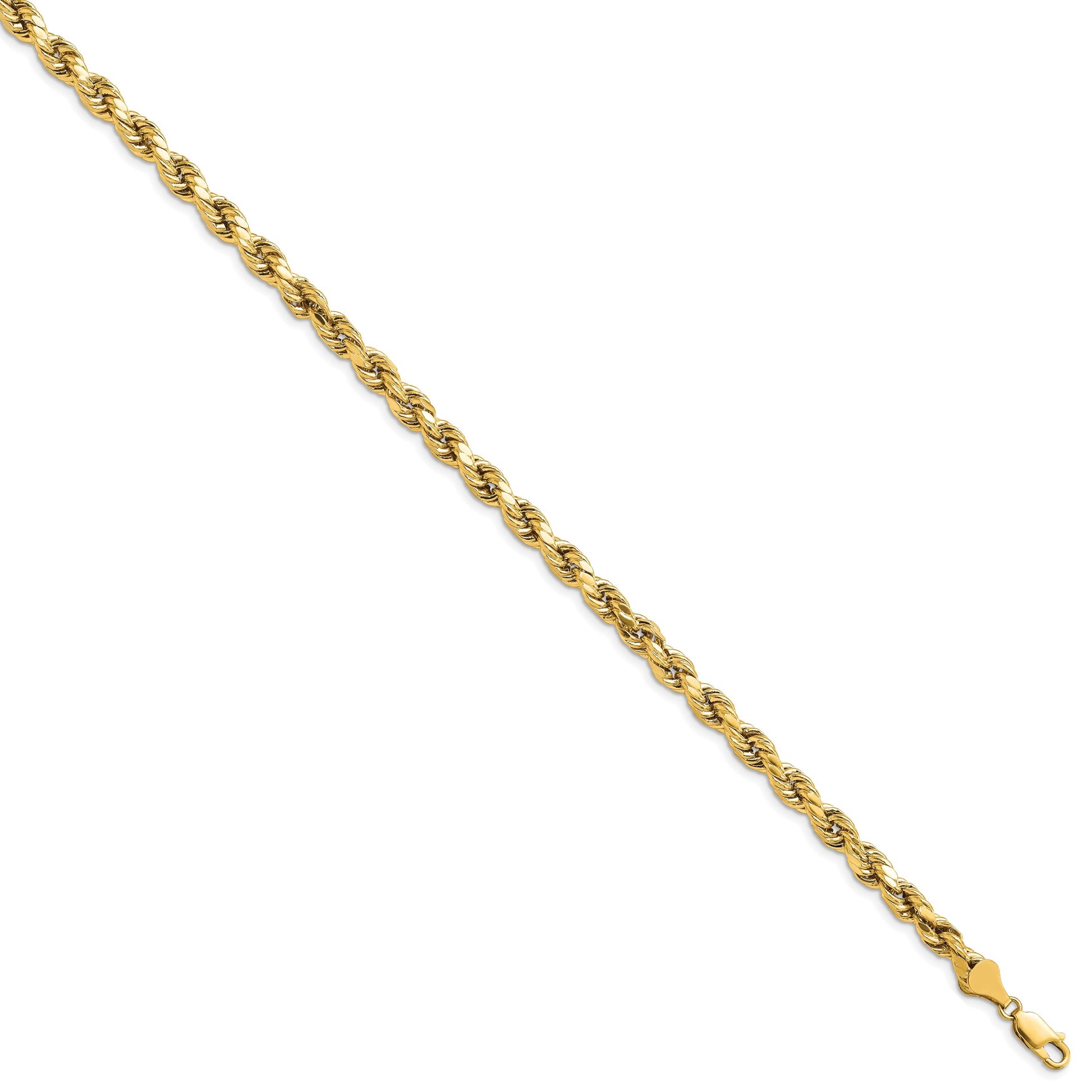 14K 7 inch 5.5mm Semi Solid Diamond-cut Rope with Lobster Clasp Chain
