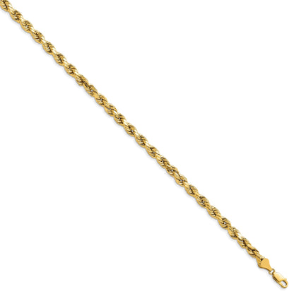 14K 7 inch 5.5mm Semi Solid Diamond-cut Rope with Lobster Clasp Chain