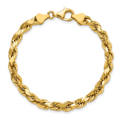 14K 7 inch 5.5mm Semi Solid Diamond-cut Rope with Lobster Clasp Chain