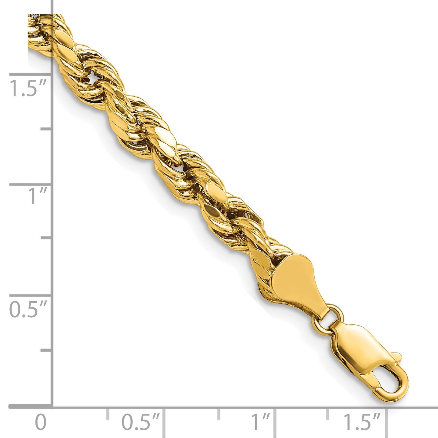 14K 7 inch 5.5mm Semi Solid Diamond-cut Rope with Lobster Clasp Chain
