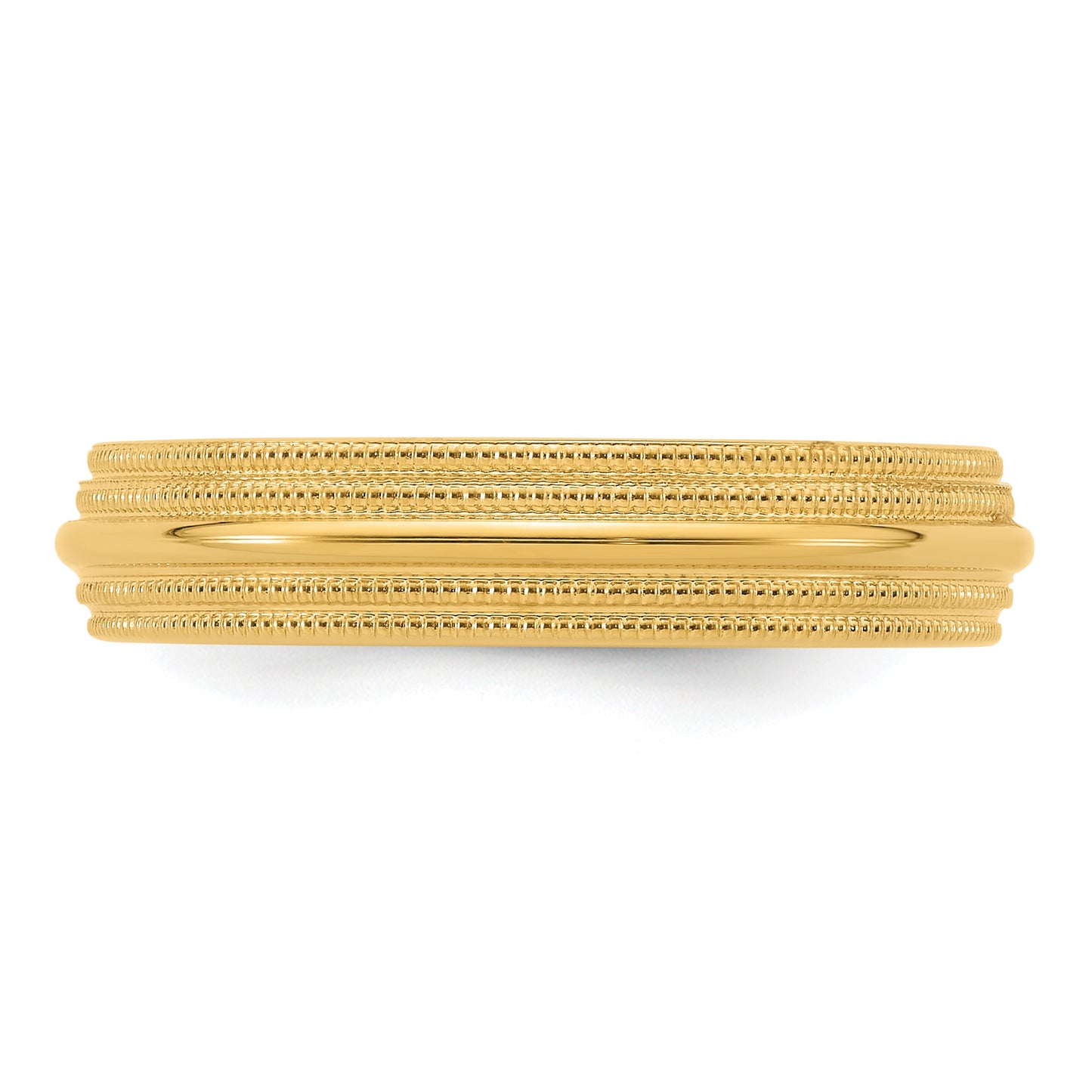 14k Yellow Gold 5mm Double Milgrain Comfort Fit Wedding Band Size 7