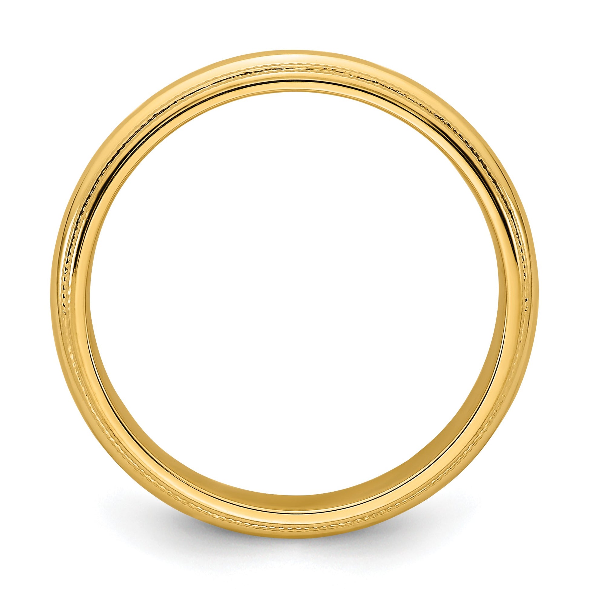 14k Yellow Gold 6mm Double Milgrain Comfort Fit Wedding Band Size 10.5