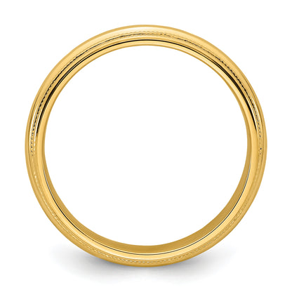 14k Yellow Gold 6mm Double Milgrain Comfort Fit Wedding Band Size 10.5