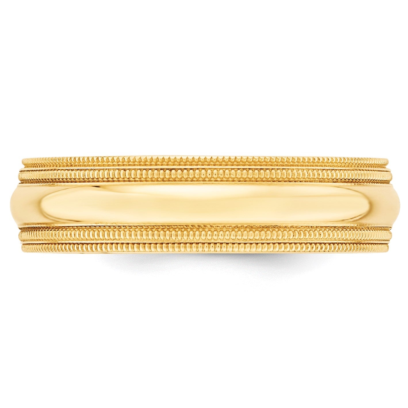 14k Yellow Gold 6mm Double Milgrain Comfort Fit Wedding Band Size 8.5