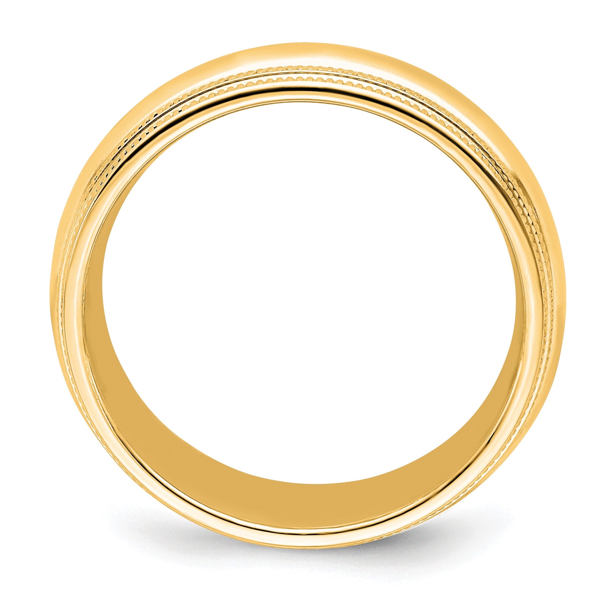 14k Yellow Gold 7mm Double Milgrain Comfort Fit Wedding Band Size 7
