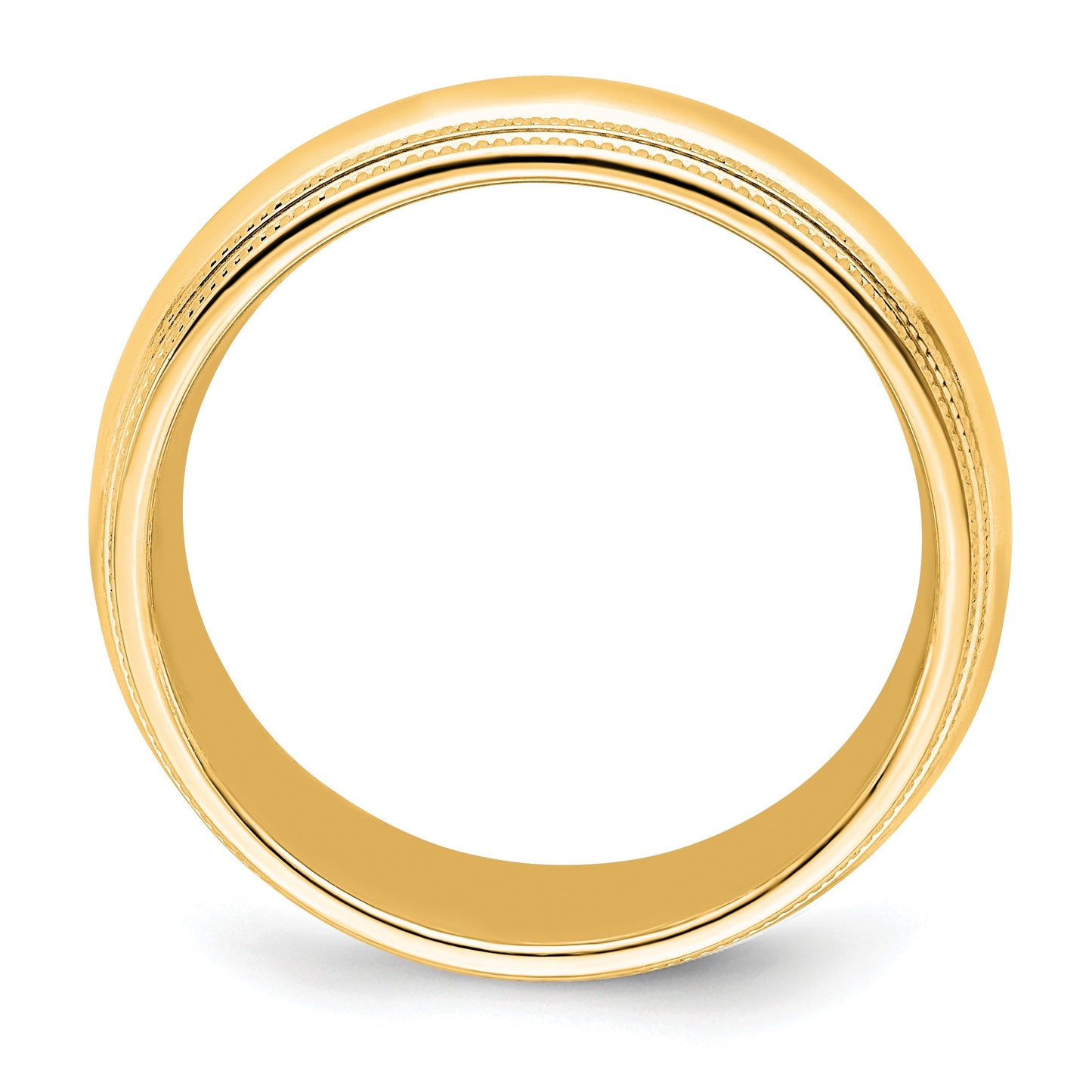 14k Yellow Gold 8mm Double Milgrain Comfort Fit Wedding Band Size 13
