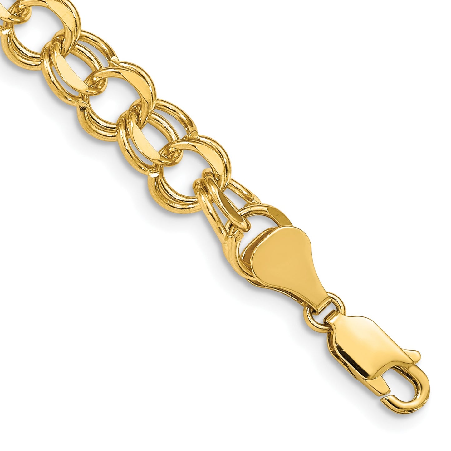 14k 8mm Solid Double Link 7 inch Charm Bracelet