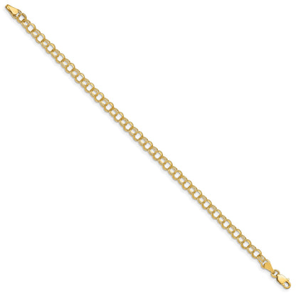 14k 4mm Solid Double Link 7 inch Charm Bracelet
