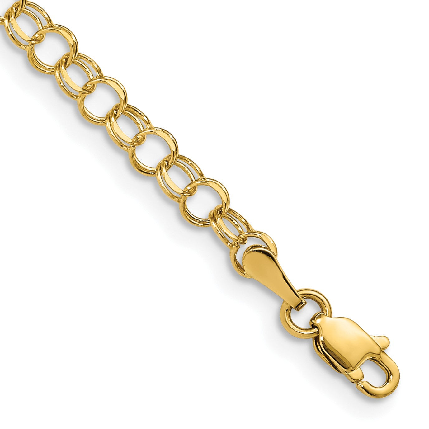 14k 4mm Solid Double Link 6 inch Childs Charm Bracelet