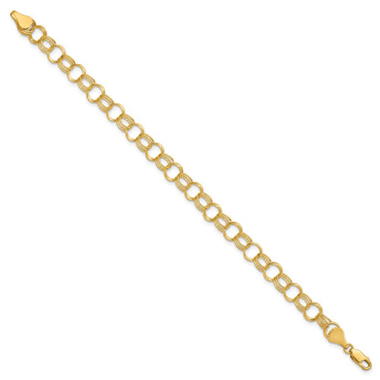 14k Solid Triple Link Charm Bracelet