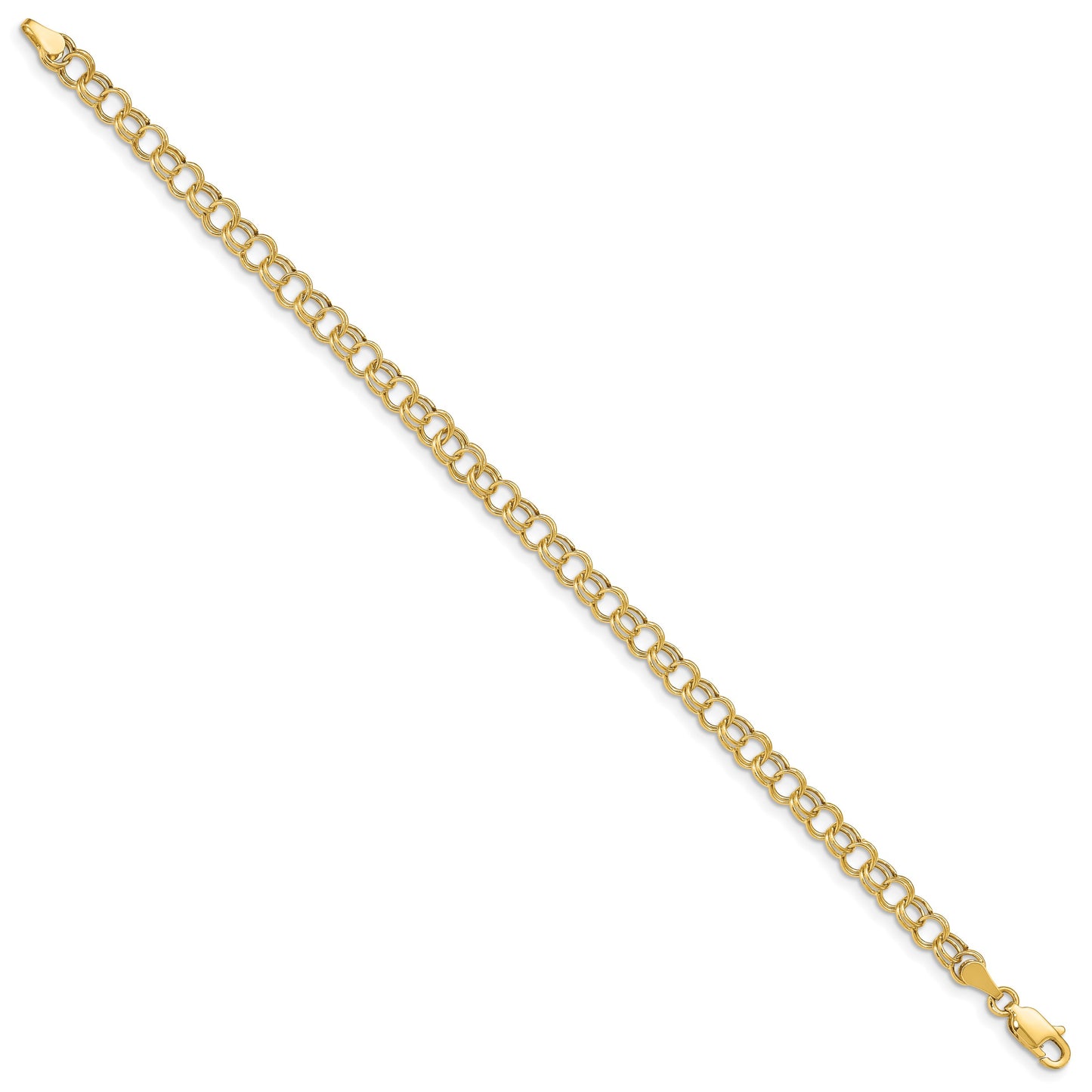 14k 5mm Hollow Double Link 8 inch Charm Bracelet