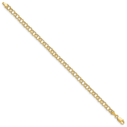 14k 5mm Hollow Double Link 8 inch Charm Bracelet