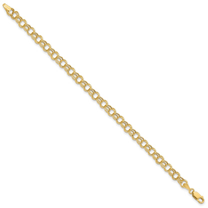 14k 6mm Hollow Double Link 8 inch Charm Bracelet