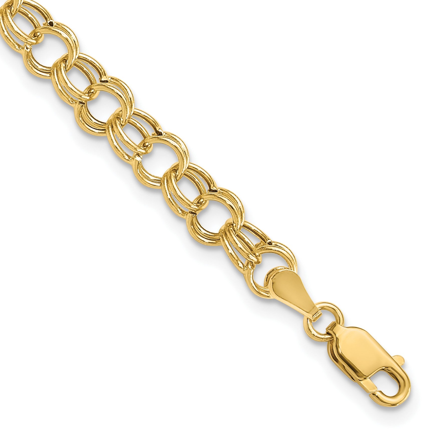 14k 6mm Hollow Double Link 6 inch Childs Charm Bracelet