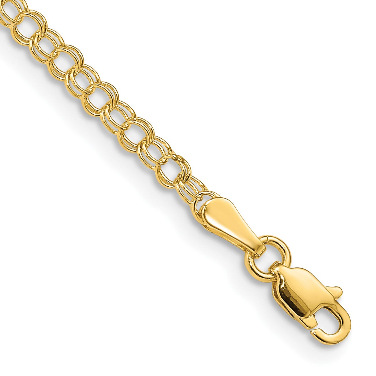 14k 3mm Solid Double Link 5.5 inch Childs Charm Bracelet
