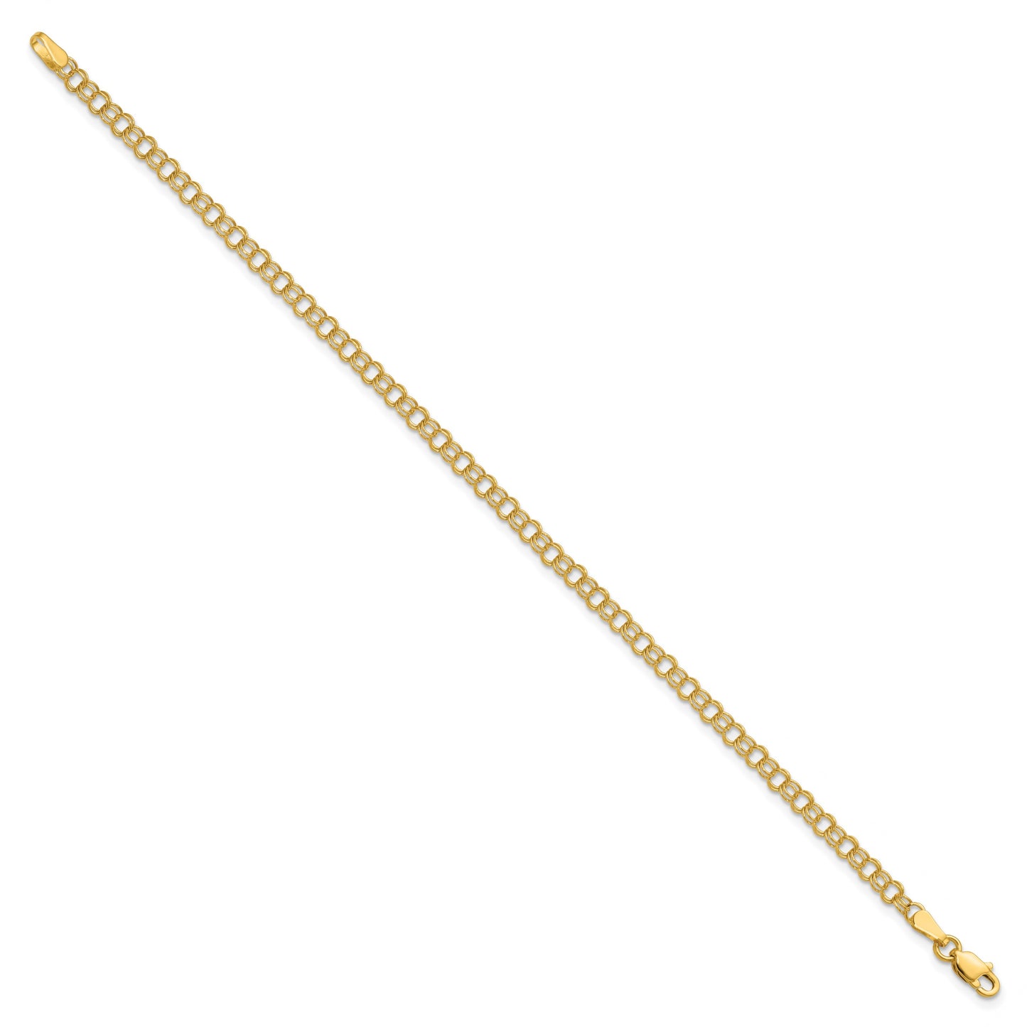 14k 3.5mm Solid Double Link 7 inch Charm Bracelet
