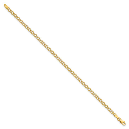 14k 3.5mm Solid Double Link 7 inch Charm Bracelet