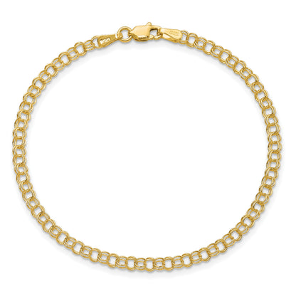 14k 3.5mm Solid Double Link 7 inch Charm Bracelet