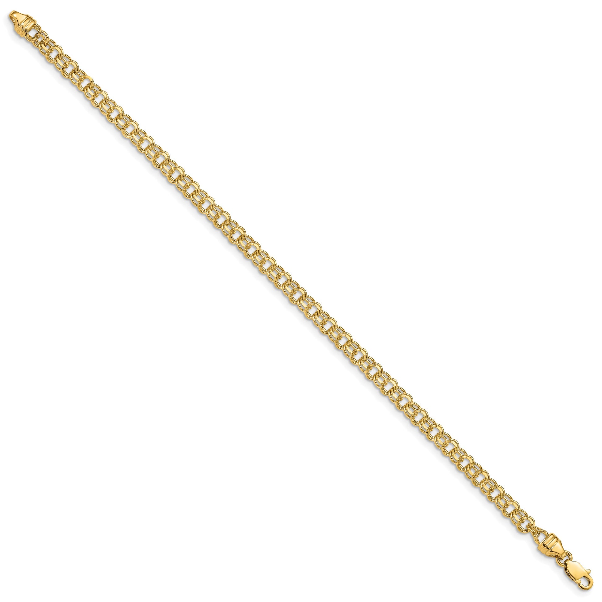 14k 3.75mm Diamond-cut Solid Heavy Double Link 8 inch Charm Bracelet